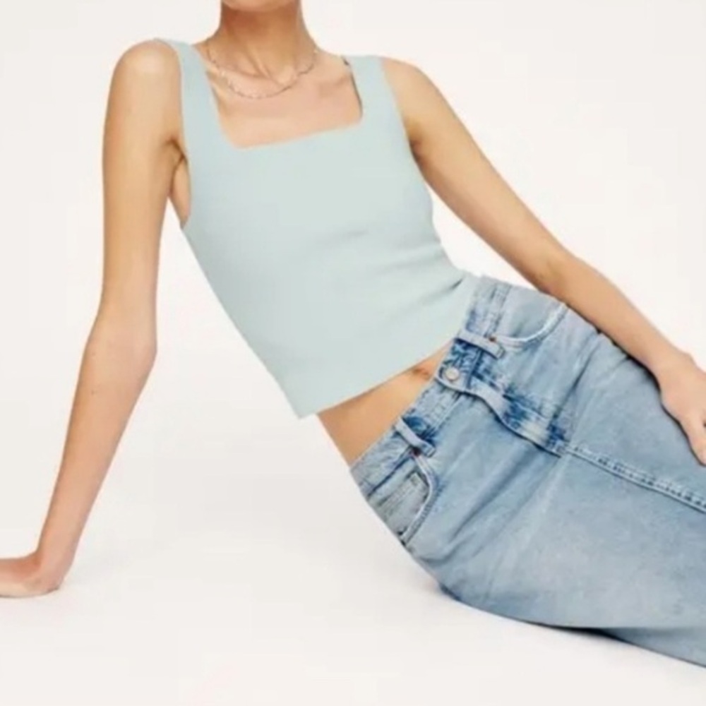 Reformation Light Blue Square Neck Tank